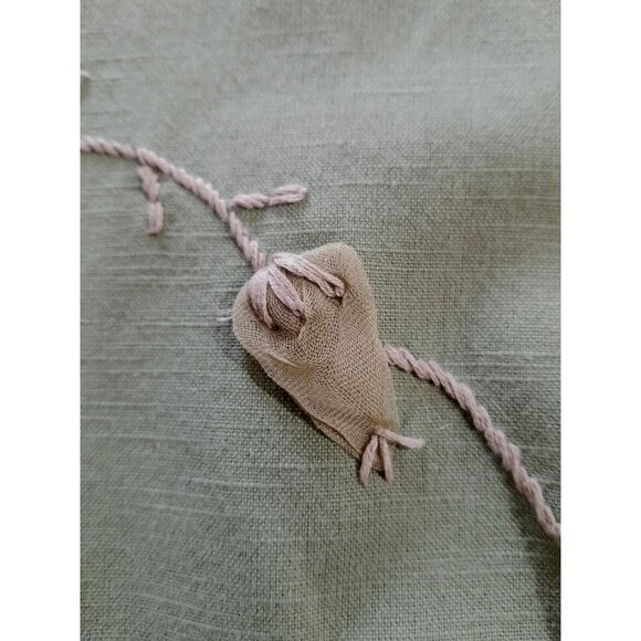 Vintage 90s Dress PS Midi Cotton Green Applique Leaves Sleeveless Jumper Pinafor - Picture 7 of 13